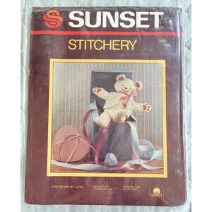 Vintage Sunset Stitchery This Bears My Love Teddy Bear Kit 2886 Sealed 1986